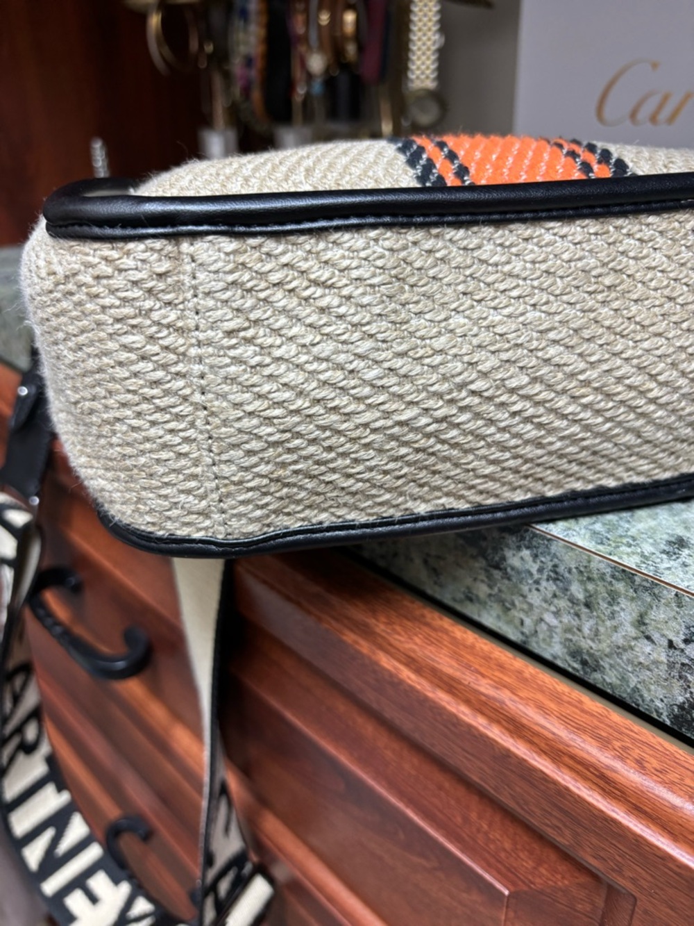 Stella McCartney Beige adjustable Shoulder/crossbody Bag with Orange Stripe - Picture 2 of 5